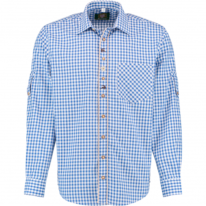 OS-Trachten OS Trachten Men's Shirt Embroidery Stag Edelweiss (blue) 3 OS-Trachten OS Trachten Men's Shirt Embroidery Stag Edelweiss (blue)
