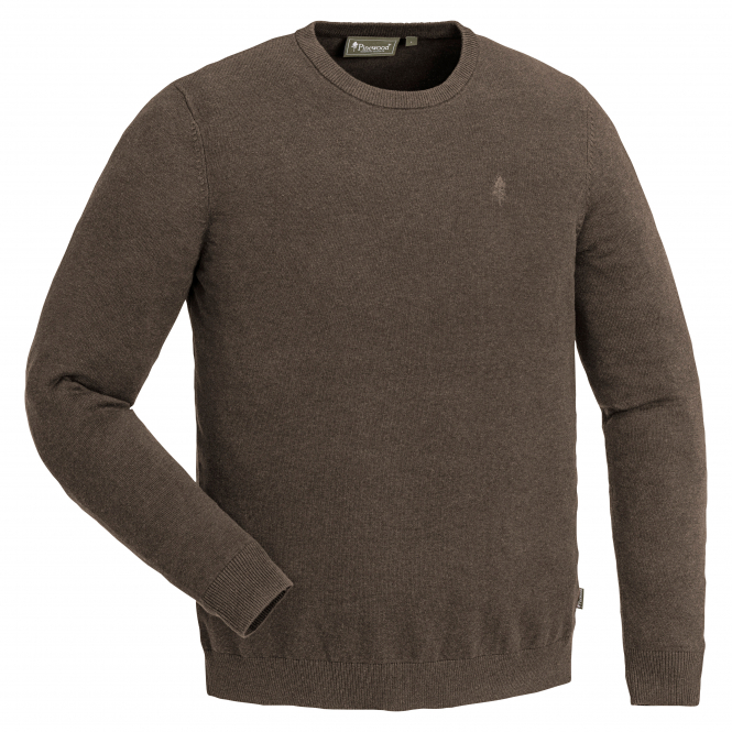 Pinewood Men's Round Neck Knit Sweater Värnamo (brown Melange) 3 Pinewood Men's Round Neck Knit Sweater Värnamo (brown Melange)