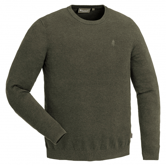 Pinewood Men's Round Neck Knit Sweater Värnamo (green Melange) 3 Pinewood Men's Round Neck Knit Sweater Värnamo (green Melange)